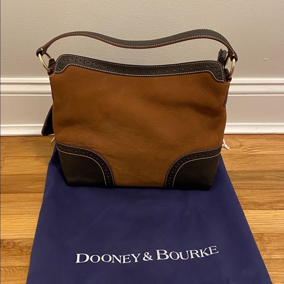 Dooney & Bourke Tan and Black Nubuck Shoulder Bag - Picture 2 of 14
